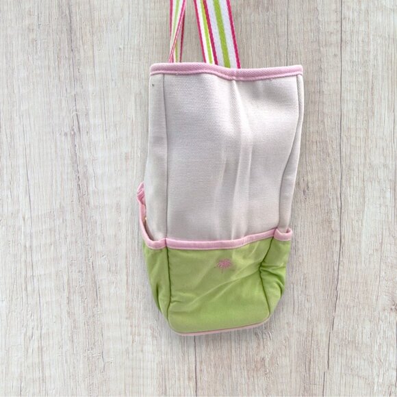 LILLY PULITZER Vintage Canvas Tote Bag Pockets Beach Diaper School Pink Green - Picture 6 of 11